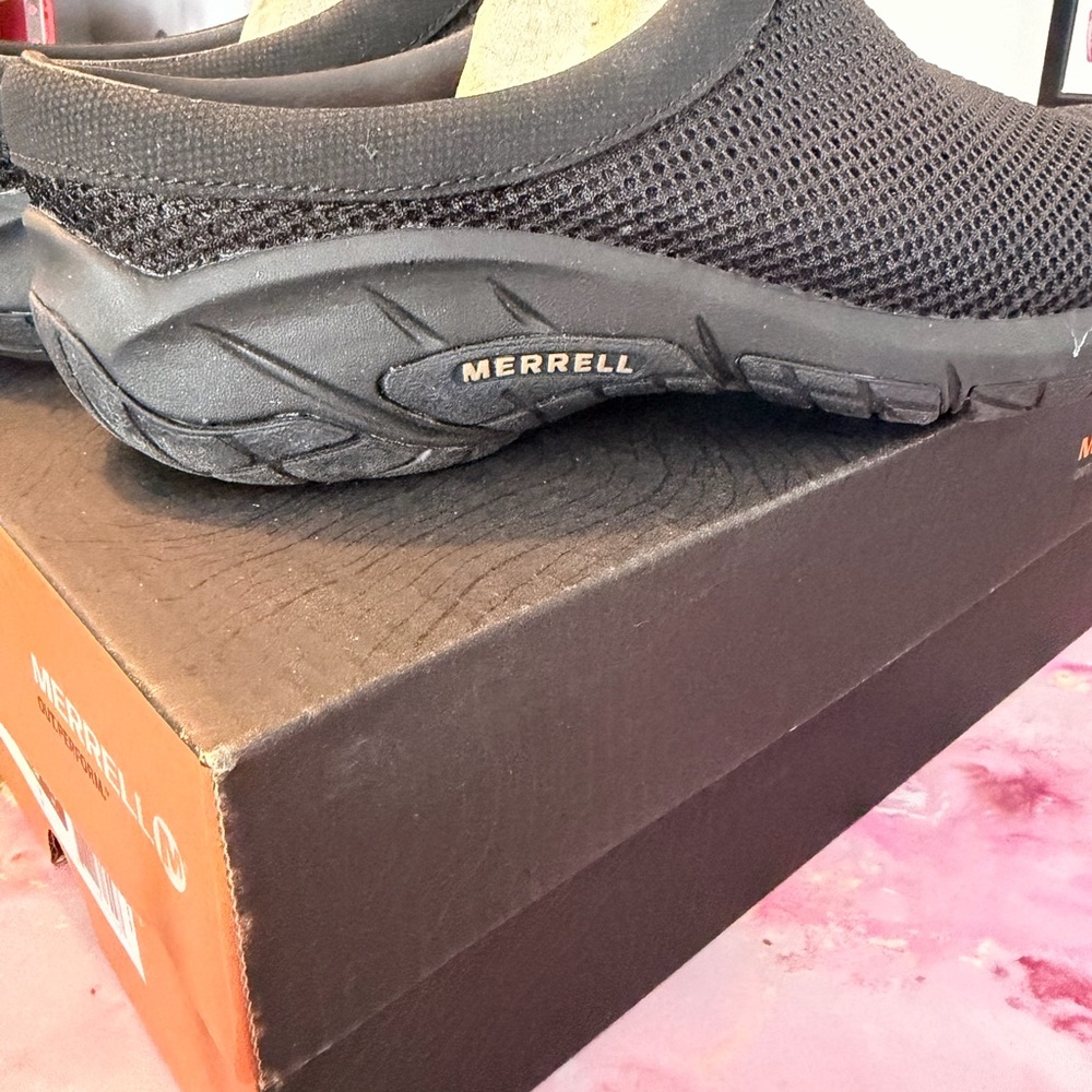 Merrell Black Mesh Slip-On Loafers - Picture 3 of 7